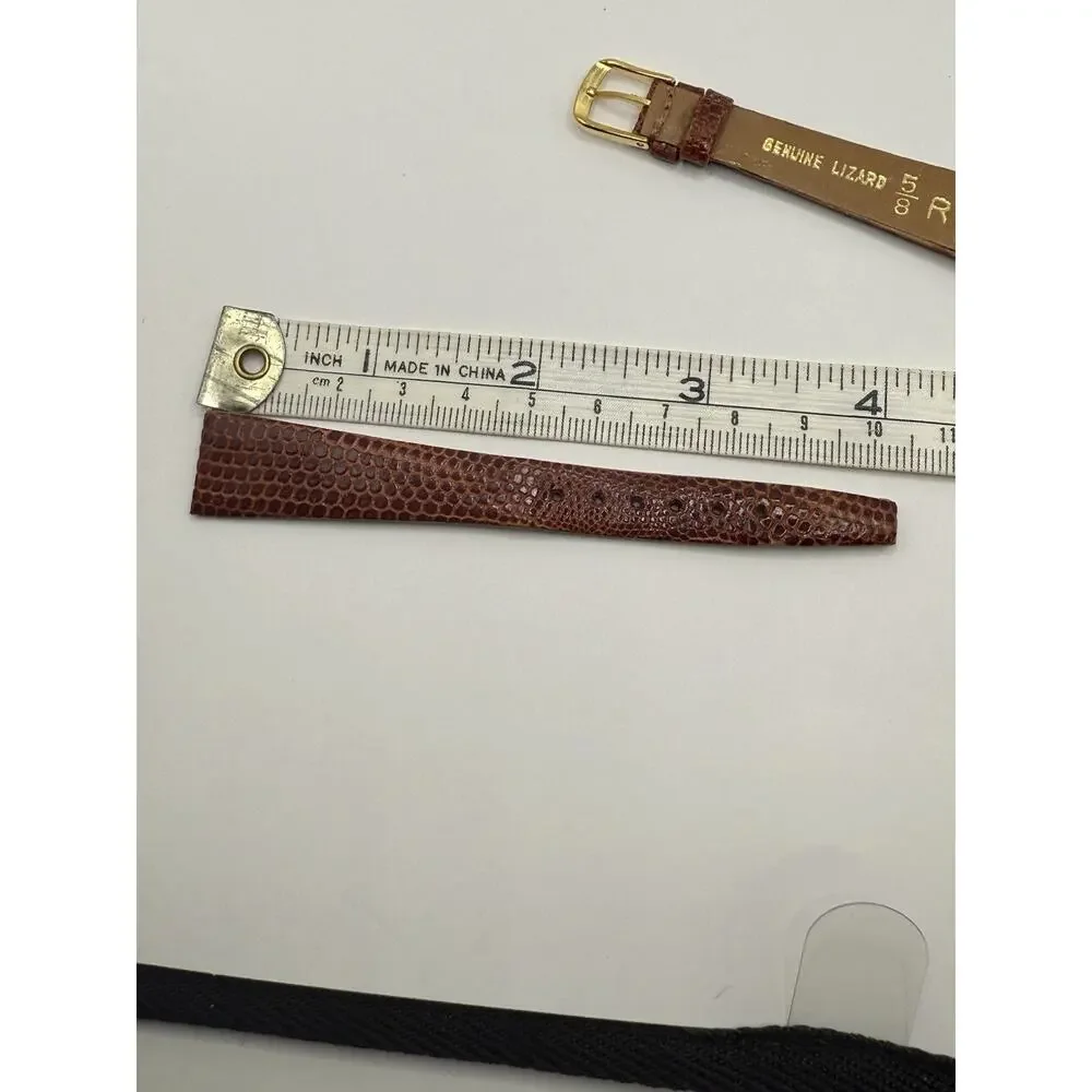 16mm KREISLER Genuine Lizard Honey NOS Vintage Watch Band & Gold-Tone Buckle